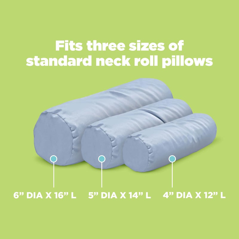 Bean Products Cotton Neck Roll Pillowcase - Hypoallergenic and Smooth Natural Fabric Pillow Protector - Soft and Breathable Sateen Weave Pillow Cover with Enclosed Sleeve Design - Made in USA - Blue, 6" x 16" - Image 5